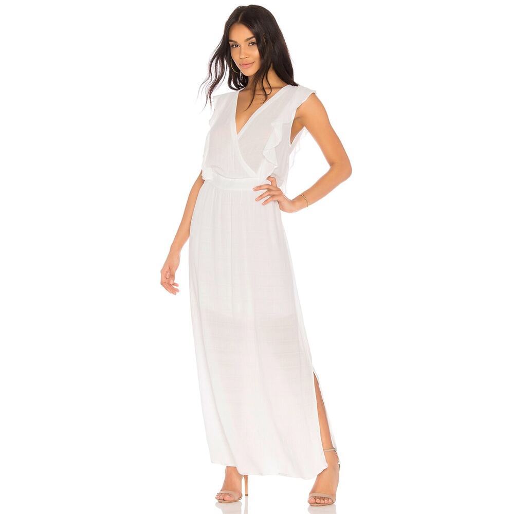 Michael Stars White Ruffle Maxi Midi Sleeveless Dress Beach Swim Coverup XS